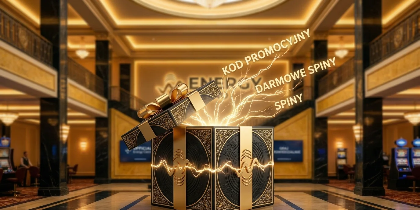 Energy Casino kod promocyjny – pudełko prezentowe z darmowymi spinami