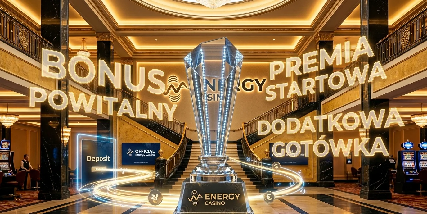 Bonus powitalny Energy Casino – baner z trofeum